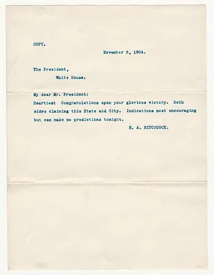 Copy of Note from Secretary of the Interior E. A. Hitchcock  to the President
