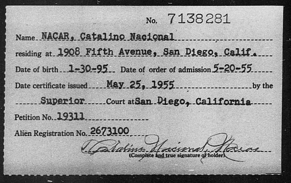Nacar, Catalino Nacional - 1955