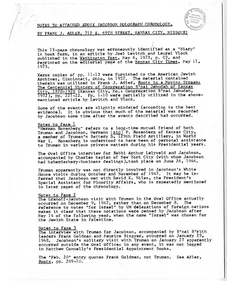 Handwritten Memorandum Regarding Palestine and the Recognition of Israel, with Attached Notes