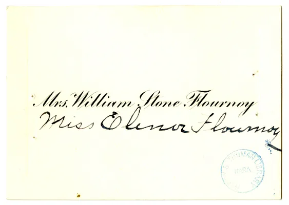 Wedding Gift Card from Mrs. William F. Flournoy and Miss Elinor Flournoy