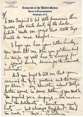 Letter from Lyndon Johnson to Lady Bird Taylor
