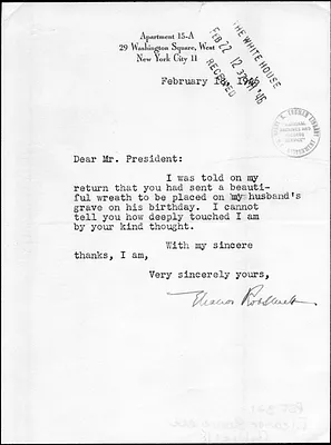 Letter from Eleanor Roosevelt to Harry S. Truman