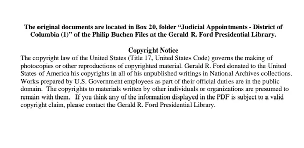 Judicial Appointments - District of Columbia (1)