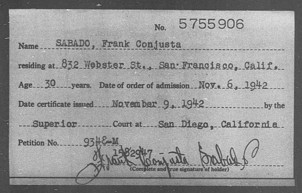 Sabado, Frank Conjusta - 1942