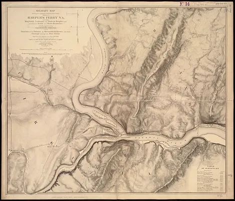 Military map showing the topographical features of the country adjacent to Harper's Ferry, Va
