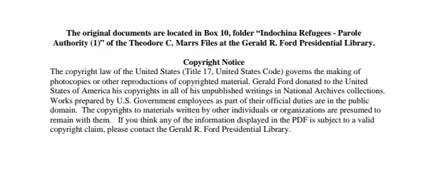 Indochina Refugees - Parole Authority (1)