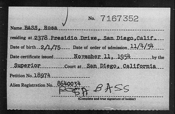 Bass, Rosa - 1954