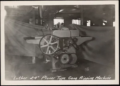 Luther 24" planer type gang ripping machine, Ware Woolen Co., Ware, Mass., ca. 1928