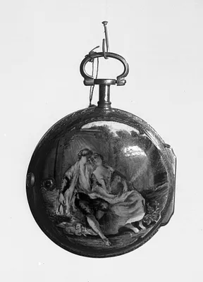 Watch with double case; SHEPHERD YOUTH EMBRACING A SHEPHERDESS