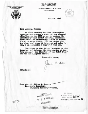 Letter from James Webb to Rear Admiral Sidney Souers, with Note