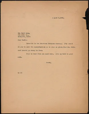 Gardner Jackson typed note (copy) to Carl Rose, [Boston, Mass.], August 2, 1929