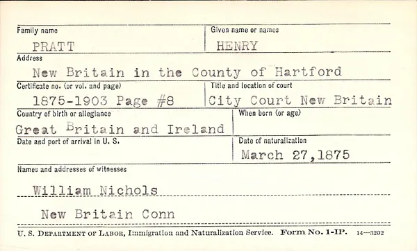 Hartford County, New Britain City Court, 1875-1906, Pratt-Urbanski
