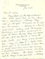 Two-page manuscript letter from Henry Bryant Bigelow to Unclear, presumed Dr. Cone