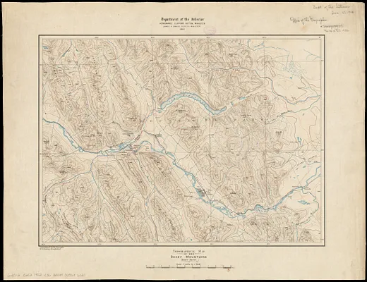Topographical map of the Rocky Mountains