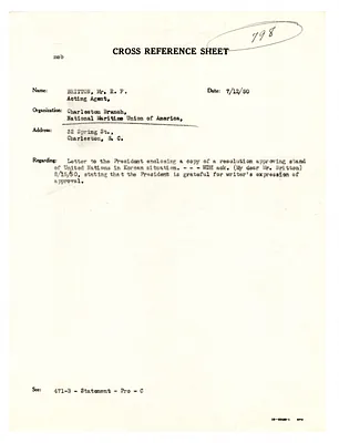 Cross Reference Memorandum