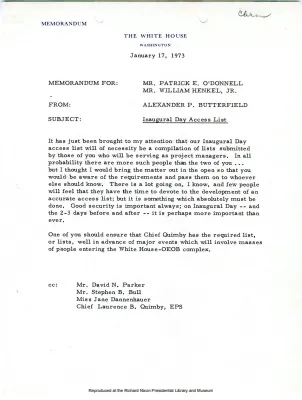 1973 Outbound From APB: Butterfield Chron January 1973 [2 of 3]