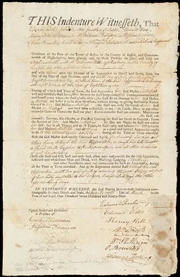 Sophia Smith indentured to apprentice with William Patton of Roxbury, 26 March 1799
