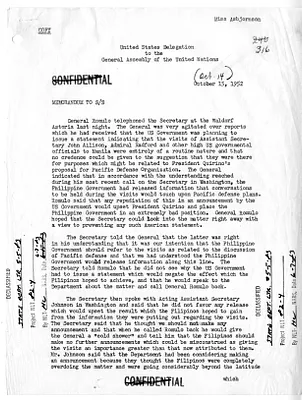 Memorandum of Conversation with Secretary of State Dean Acheson and Foreign Affairs Secretary of the Philippines Carlos Romulo