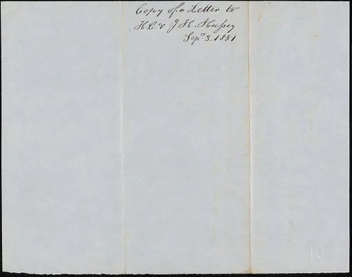 Copy of a letter from Samuel Warner to H. C. and J. H. Hussey, 3 September 1854