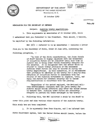Memorandum from Tracy Voorhees to Secretary of Defense Louis Johnson