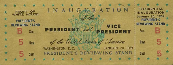 Ticket for the President's Reviewing Stand at the 1969 Presidential Inauguration