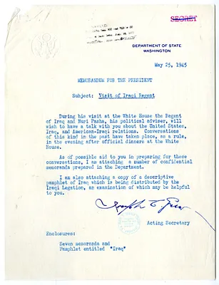 Memorandum from Joseph Grew to President Harry S. Truman, with Attachment