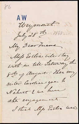 Letter from Anne Warren Weston, Weymouth, [Mass.], to William Lloyd Garrison, July 28th, [1868?]