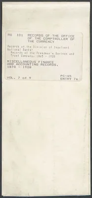 Miscellaneous Finance and Accounting Records: Register of Accts: Barred by Act of Congress