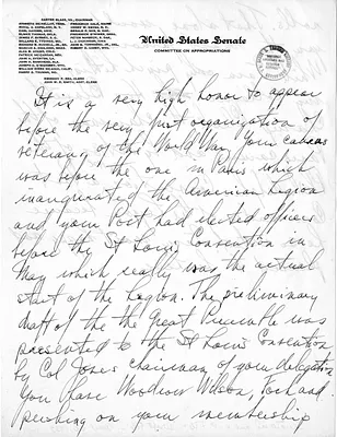 Handwritten Introduction Notes to a Speech of Senator Harry S. Truman