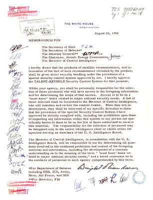 Memorandum, President Dwight D. Eisenhower to the Secretary of State, the Secretary of Defense, the Attorney General, the Chairman of the Atomic Energy Commission, and the Director of Central Intelligence