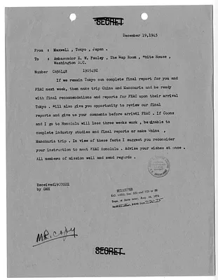 Cable from H. D. Maxwell to Edwin Pauley