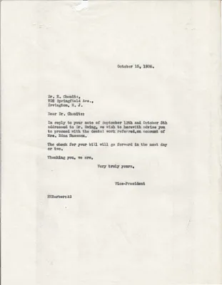Letters Sent to H. Chenitz, October 15, 1936