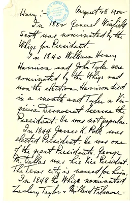 Longhand Note of President Harry S. Truman