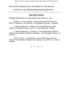 Nominations sent to the Senate on June 18, 1976 [Position Appointments and Resignations]