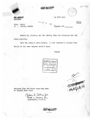 Telegram from President Harry S. Truman to Prime Minister Winston Churchill