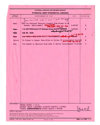 Memorandum from Sidney Souers to the National Security Council with Attachment
