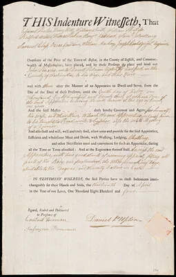 John Penrow indentured to apprentice with Daniel Putnam Upton of Eastport, 13 April 1804