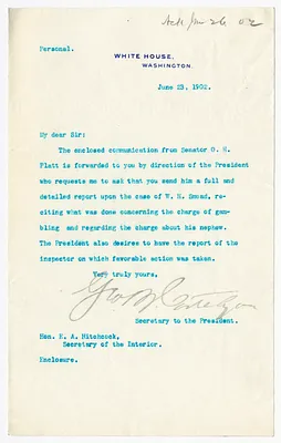 Letter from George B. Cortelyou to E. A. Hitchcock