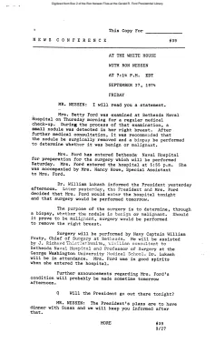 Press Secretary Briefings, 9/27/74