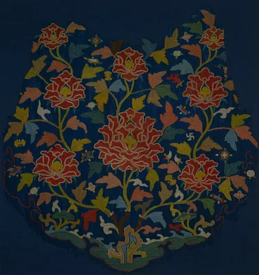 Embroidery from a Cloud Collar: Ocean, Rocks, and Peonies