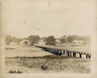 Wooden bridge over Bass River, South Yarmouth, Mass.