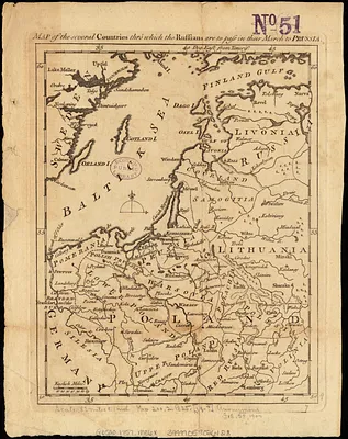 Map of the several countries thro' which the Russians are to pass in their march to Prussia