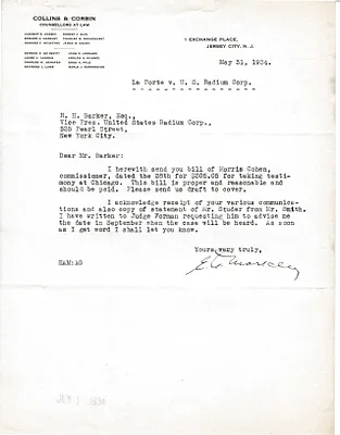 Letters Received to H.H. Barker, May 31, 1934