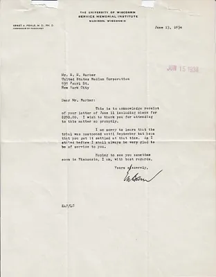 Letters Received to H.H. Barker, June 13, 1934
