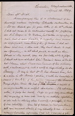 Letter from Samuel May, Leicester, Mass., to Richard Davis Webb, April 12, 1859