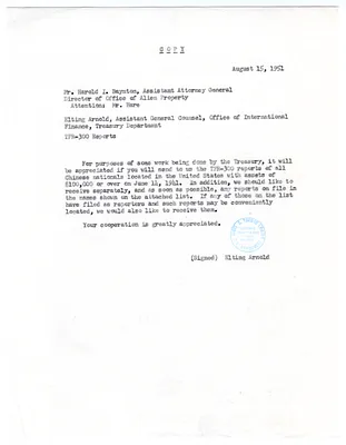 Memorandum to Harold I. Baynton from Elting Arnold