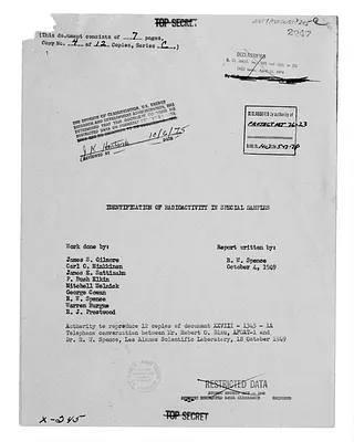 Report, Identification of Radioactivity in Special Samples by R. W. Spence