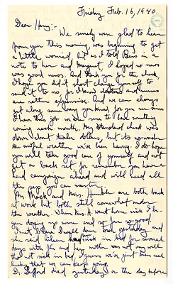 Letter from Mary Jane Truman to Harry S. Truman