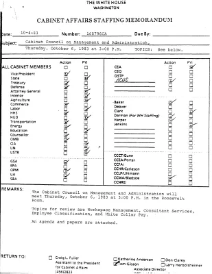 [Cabinet Council on Management and Administration 10/06/1983]