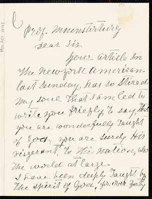Jewett, Rutger B. autograph letter signed to Hugo Münsterberg, New York, 24 August 1914